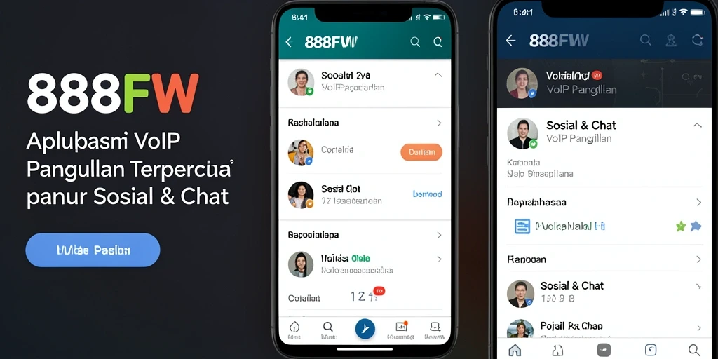 Tampilan antarmuka utama aplikasi 888FW untuk VoIP Panggilan.