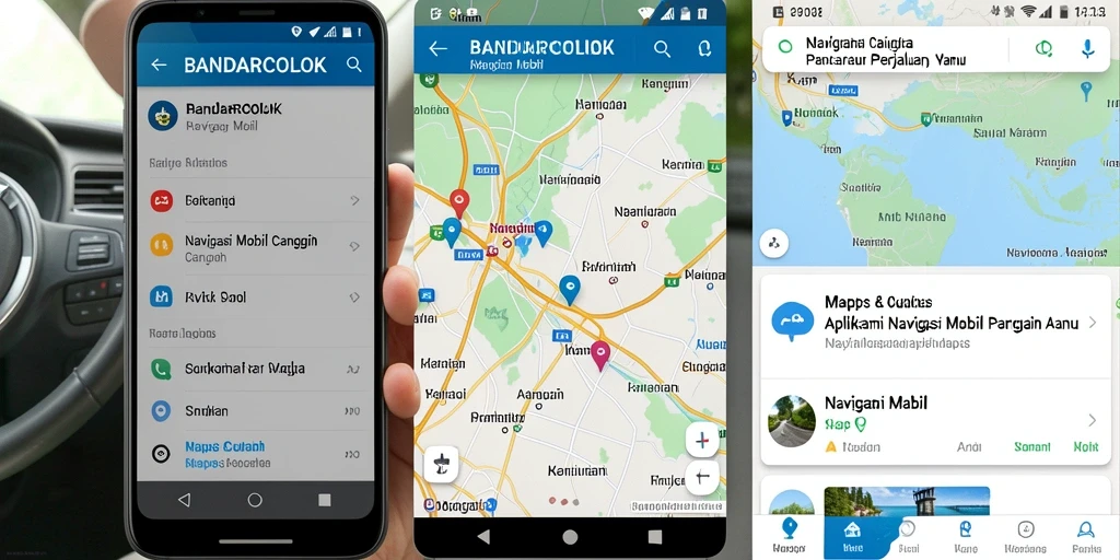 Tampilan antarmuka pengguna BANDARCOLOK yang intuitif untuk navigasi mobil.