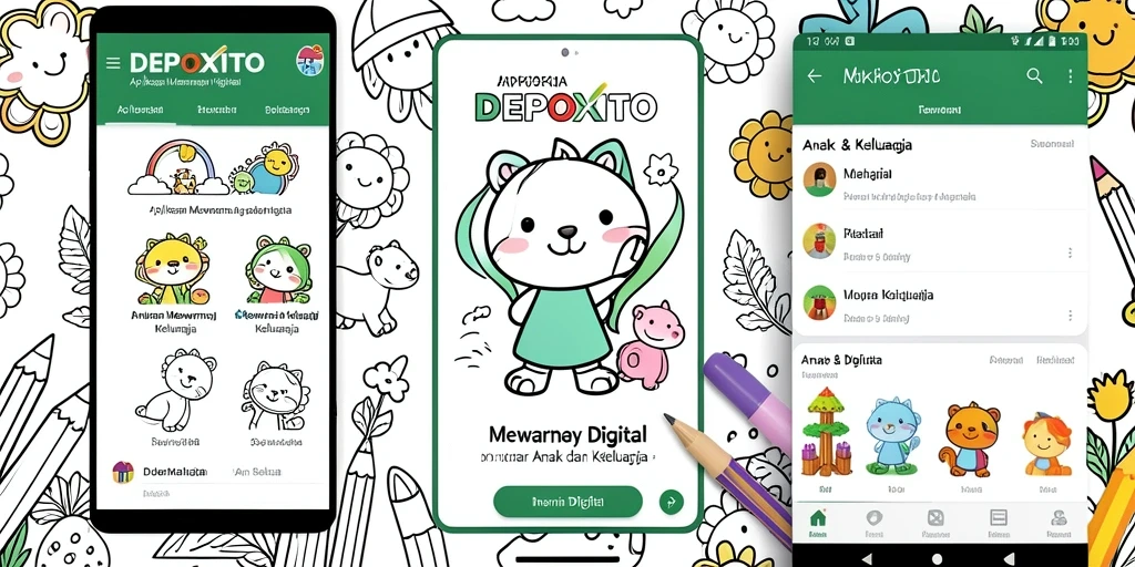 Tampilan antarmuka aplikasi DEPOXITO yang menarik dan ramah anak.