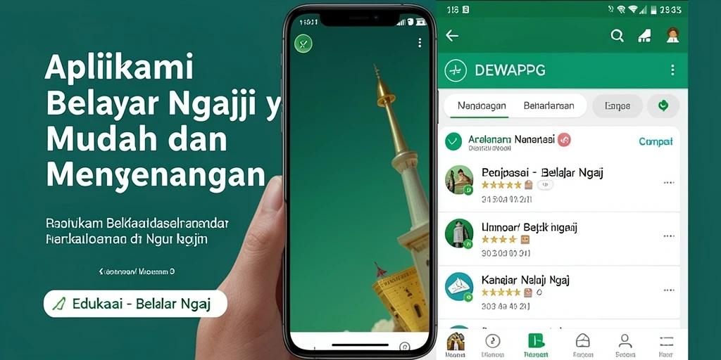 Tampilan antarmuka DEWAPG untuk belajar Ngaji yang menarik.