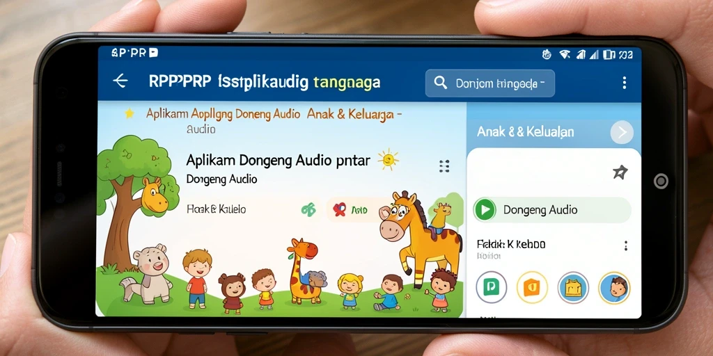 Antarmuka aplikasi RPRPRP yang menarik untuk dongeng audio.