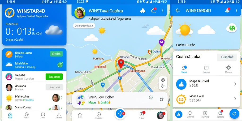 Antarmuka aplikasi WINSTAR4D menampilkan data cuaca lokal yang akurat.